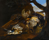 Willem van Aelst Dead partridges with a dead jay and sparrowhawk