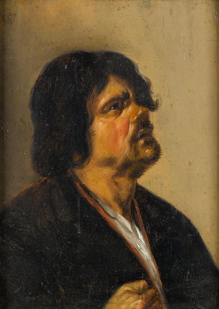 Follower of Adriaen Brouwer - The head of a bearded peasant