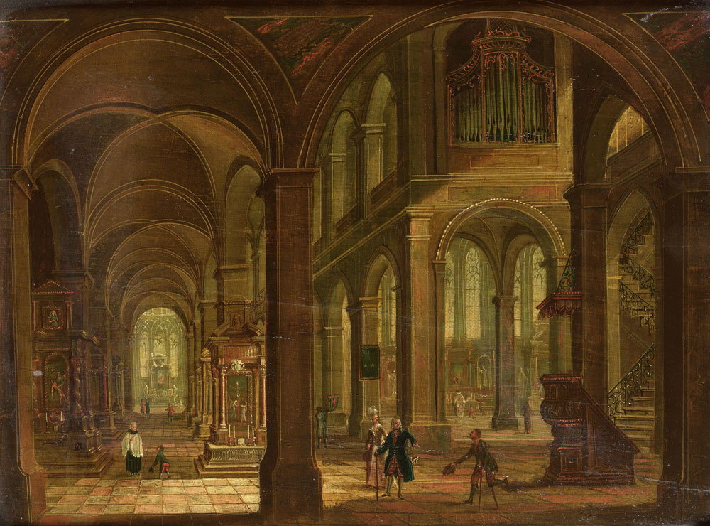 Christian Stöcklin - A church interior with figures