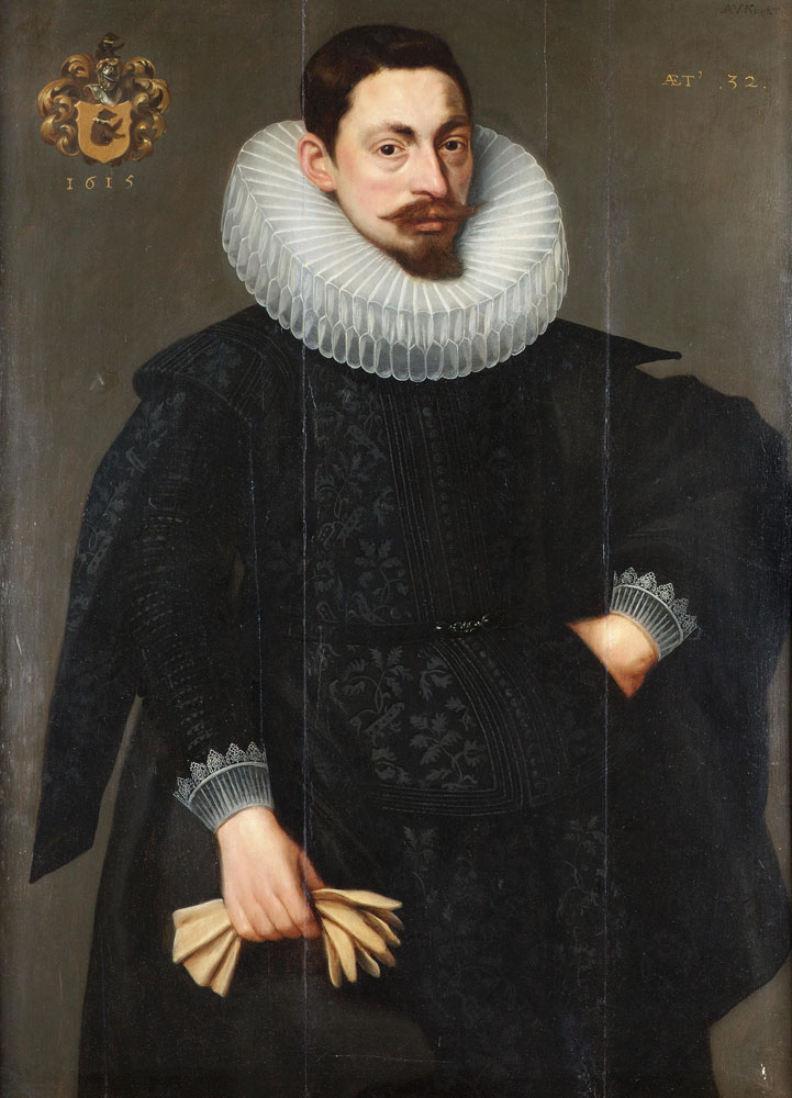 Flemish School - Portrait of a gentleman, standing three-quarter-length