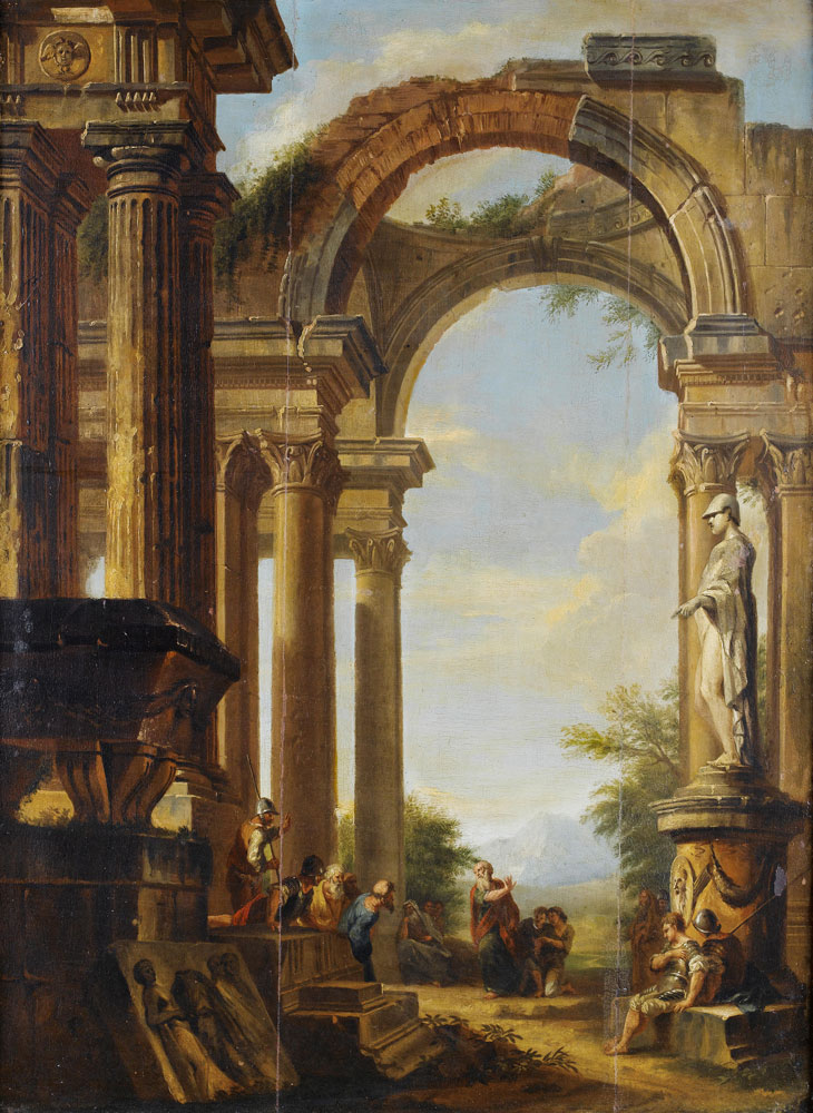 Follower of Giovanni Paolo Panini - Peter denying Christ