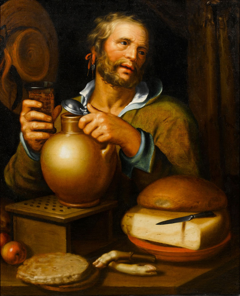 School of Haarlem - A peasant man holding a carafe