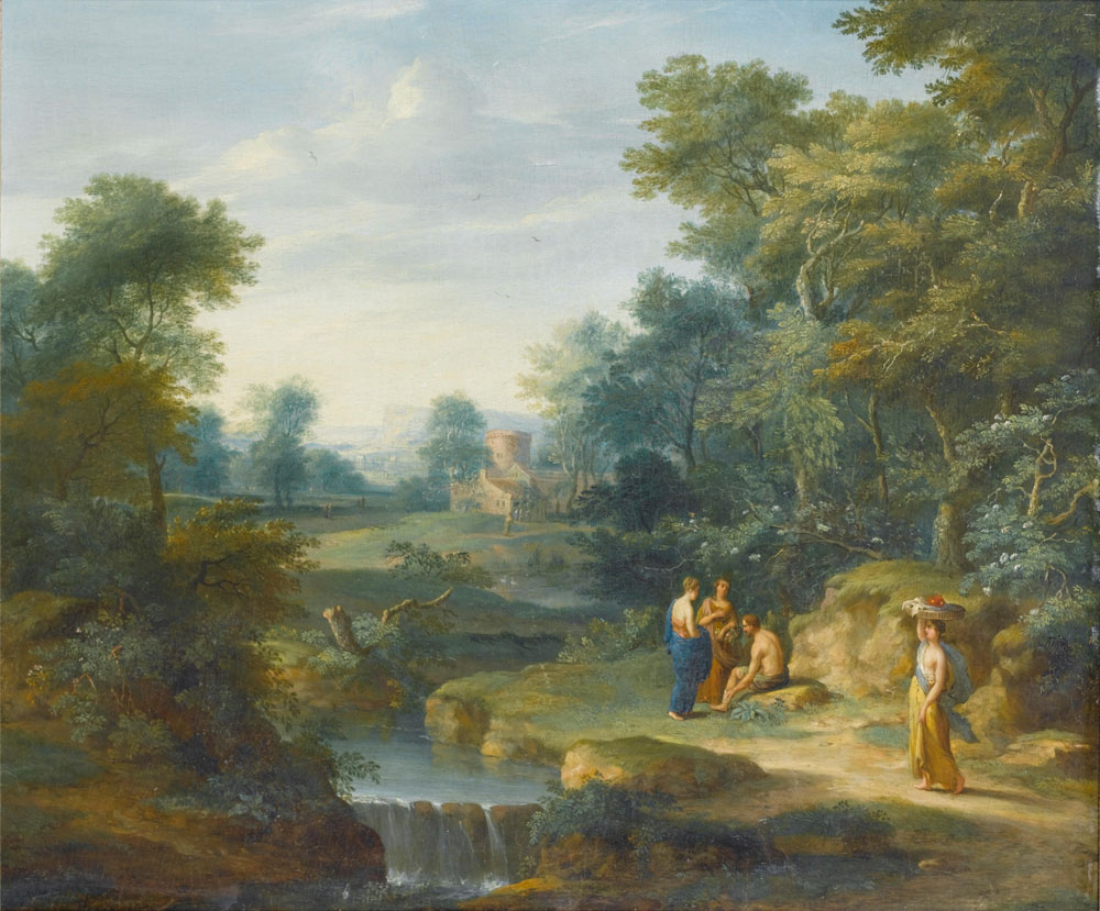Attributed to Jacob Andries Beschey - An Arcadian landscape