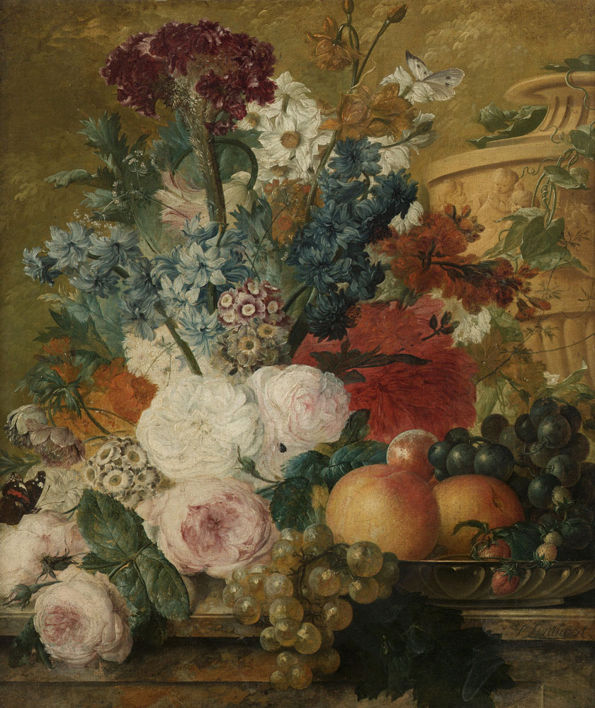 Jacobus Linthorst - Roses, narcissi, delphiniums, convolvulus and other flowers