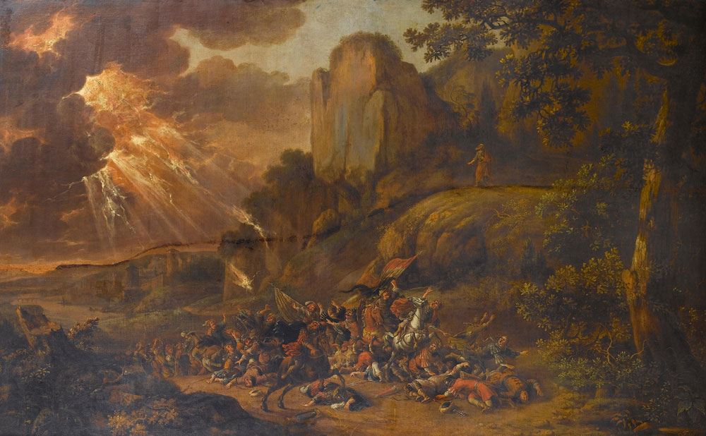 Jan Gabrielsz. Sonje - Moses overlooking the battle between the Israelites and the Amalekites