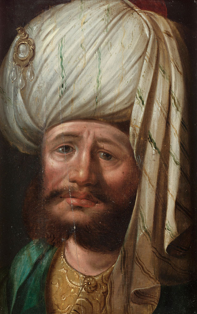 Circle of Karel van Mander - Portrait of a gentleman, bust-length, wearing a turban