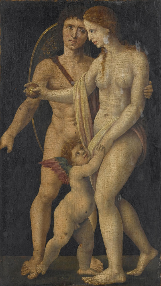 Studio of Maerten van Heemskerck - Paris, Venus and Cupid