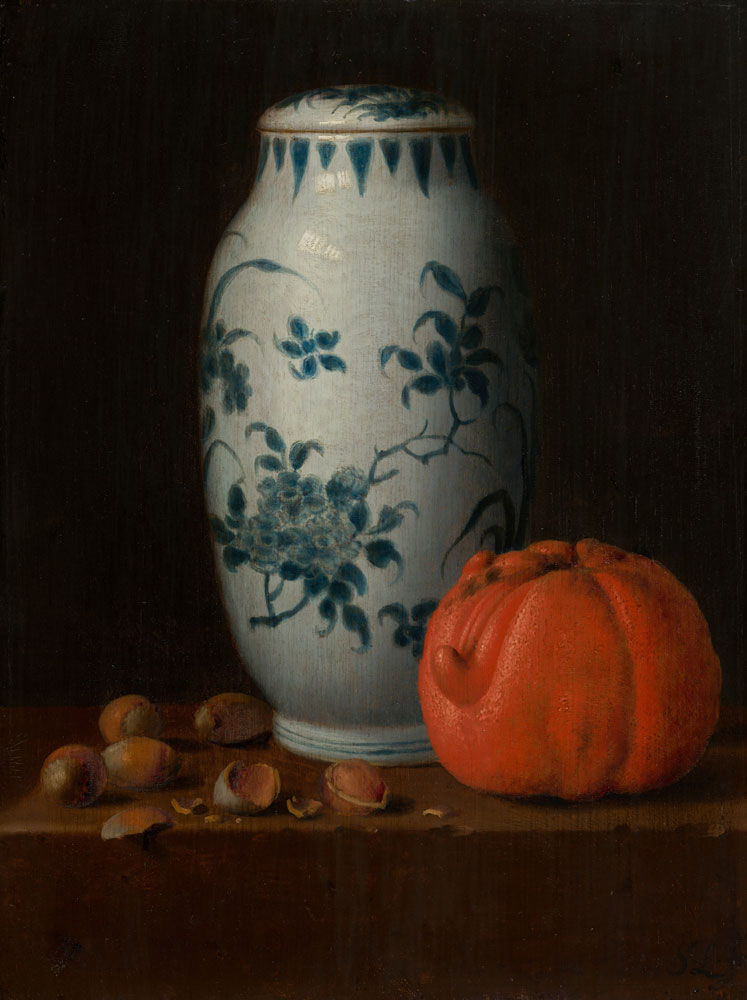 Simon Luttichuys - Still Life with Chinese Vase, Hazelnuts and Orange