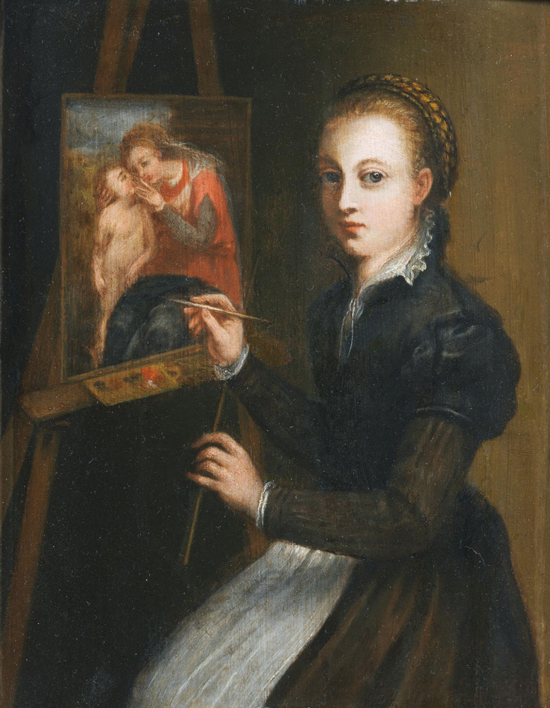 After Sofonisba Anguissola - Portrait of the artist at her easel
