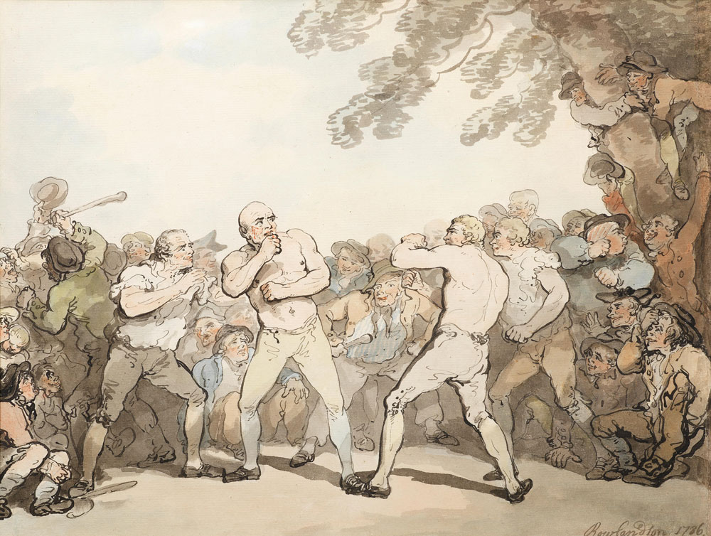 Thomas Rowlandson - A boxing match with a large crowd gathered