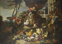 Circle of Abraham Brueghel A sculpted urn with tulips