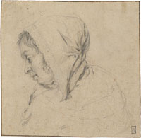 Frans van Mieris the Elder Head of a Woman Look­ing Down­ward