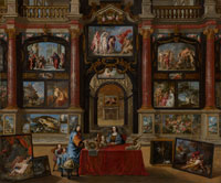 Gonzales Coques Interior with Figures in a Picture Gallery
