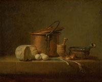 Jean-Baptiste-Siméon Chardin Still Life with Copper Pot, Cheese and Eggs