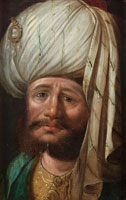 Circle of Karel van Mander Portrait of a gentleman, bust-length, wearing a turban