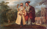 Attributed to Louis de Caullery An elegant couple dressed for a masked ball