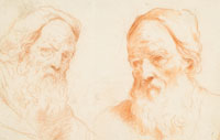 Circle of Jacopo Palma il Giovane Study of two male heads