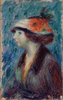 William James Glackens Girl with Flowered Hat