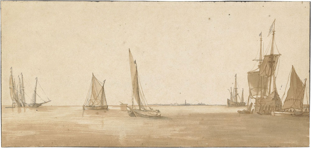 Abraham de Verwer - Ships on a Calm Sea