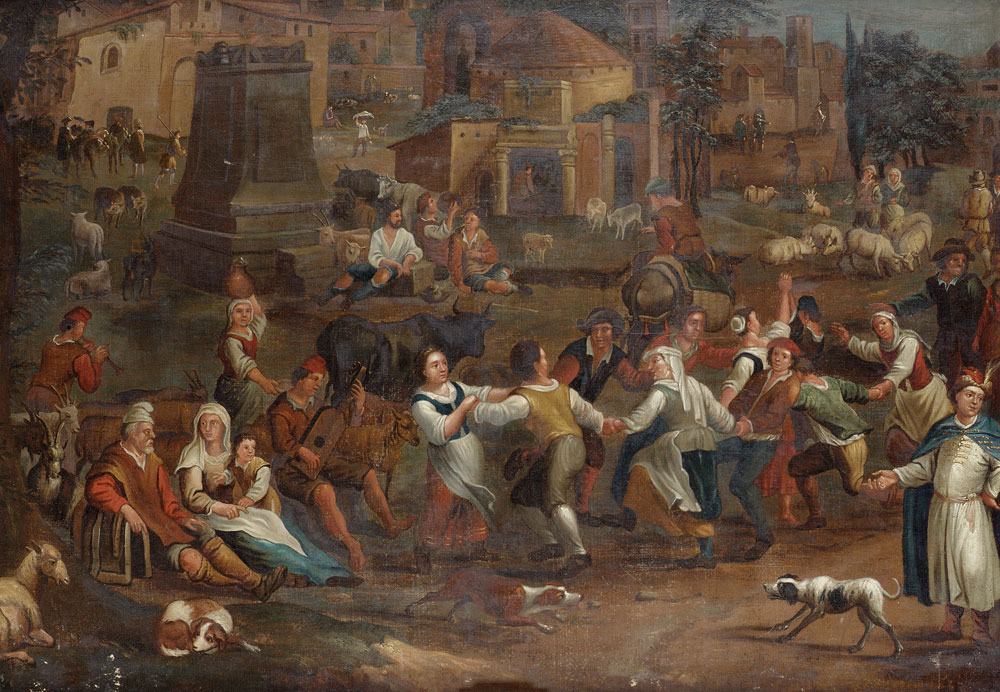 Follower of Alexander van Bredael - Peasants dancing, drinking and merrymaking