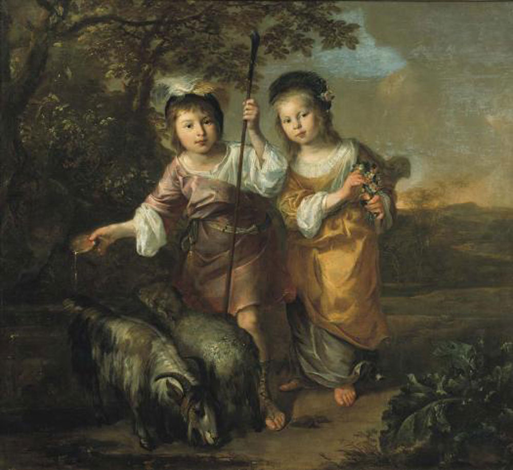 Bernard Zwaerdecroon - Portrait of Two Children Dressed as Shepherds