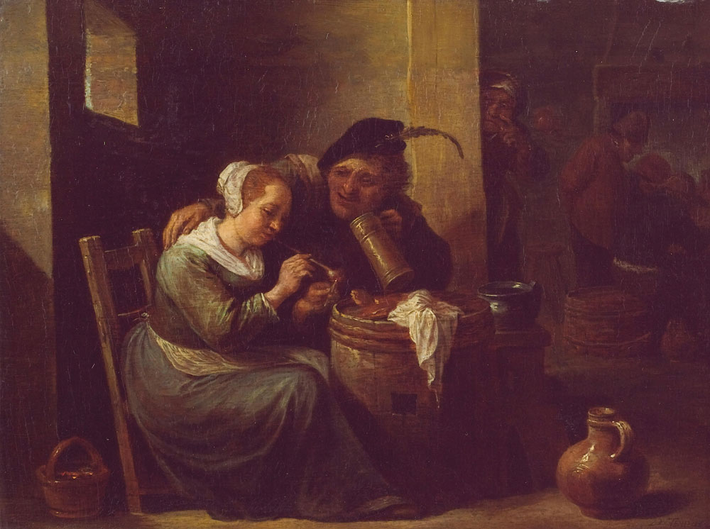 Follower of David Teniers - A couple in a tavern interior