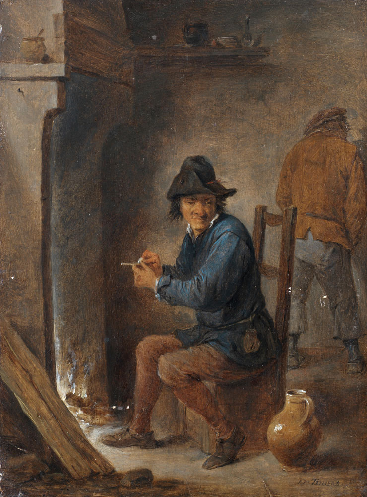 David Teniers the Younger - A peasant smoking in an inn