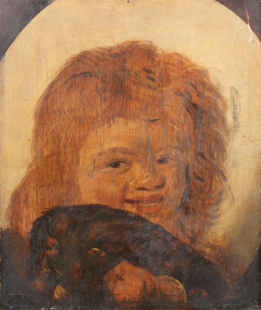 Follower of Frans Hals - Study of a boy with a dog