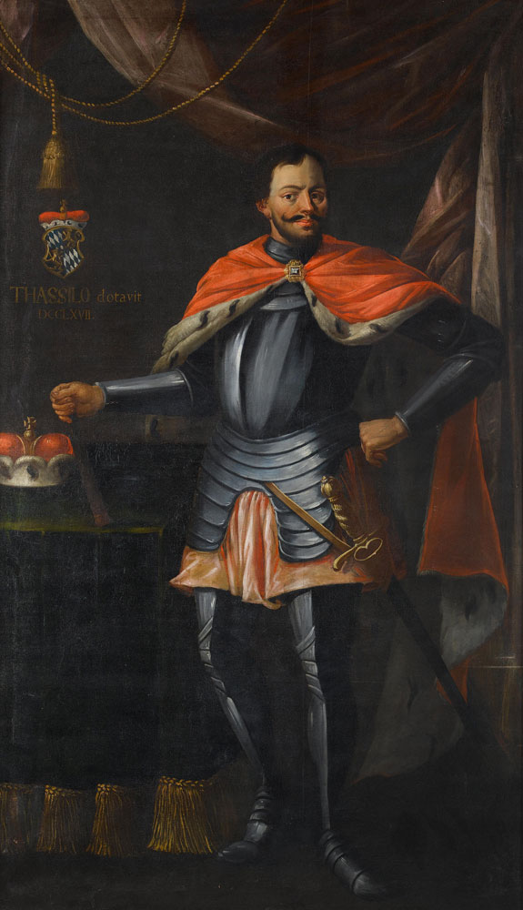 German School - Portrait of Frederick V, Elector Palatine, full-length, in suit of armour, standing before curtain
