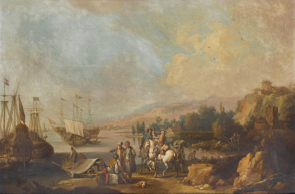 Attributed to Giuseppe Zocchi - A Mediterranean harbour