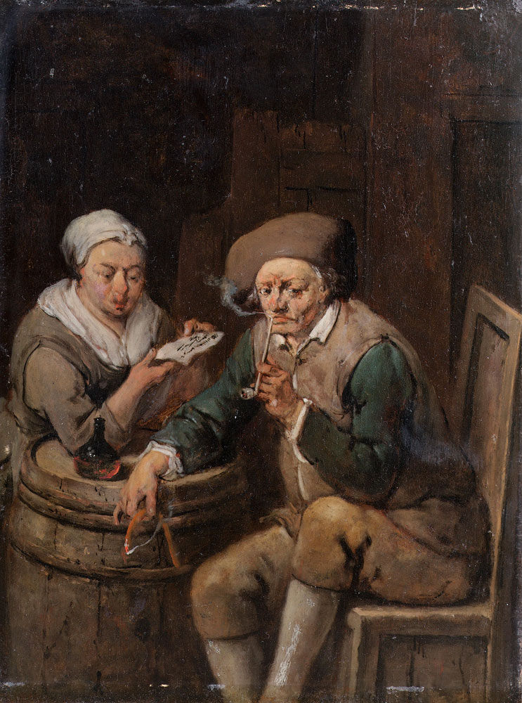 Jan Baptist Lambrechts - A peasant smoking a pipe
