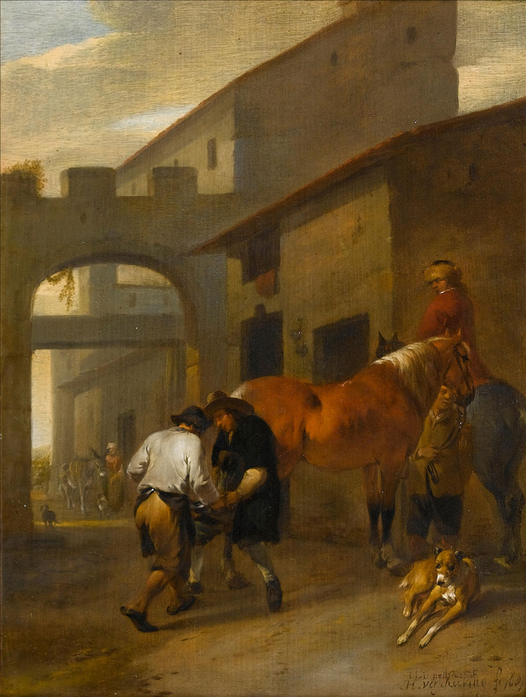 Johannes Lingelbach and Hendrick Verschuring - Horsemen and their dogs