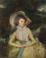 Circle of Daniel Gardner Portrait of a lady in yellow