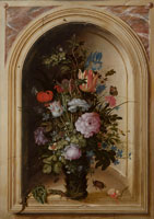 Roelant Savery Vase of Flowers in a Stone Niche