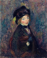 William James Glackens Head of Girl, Feather in Turban