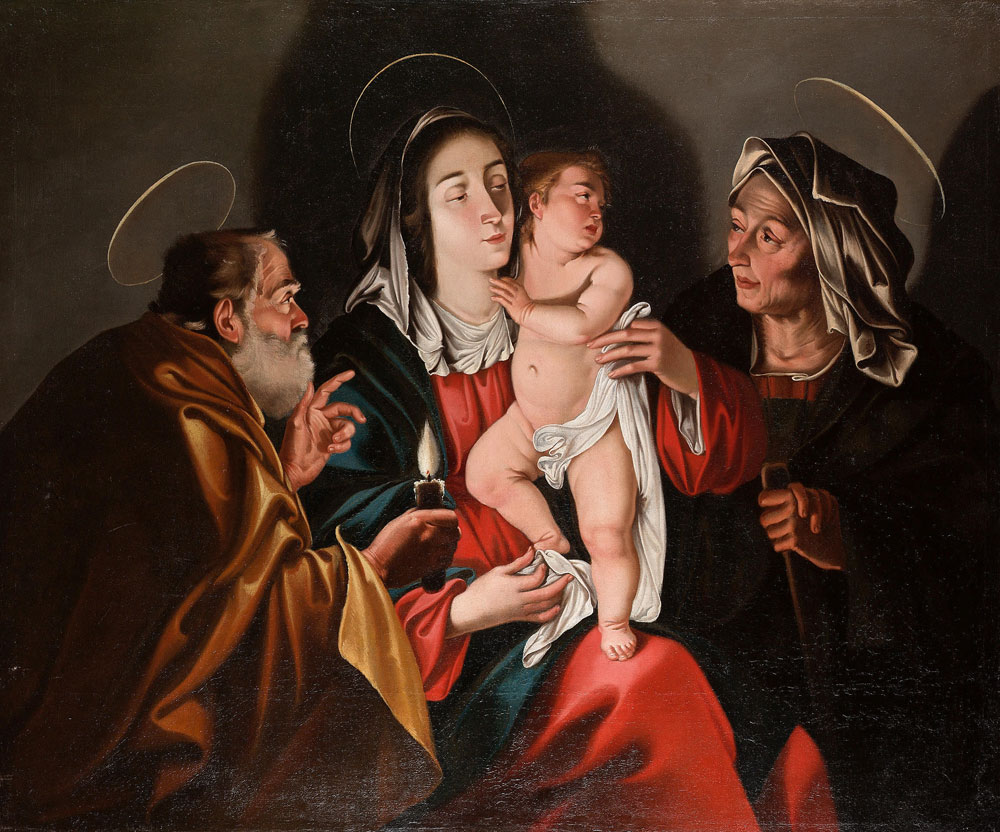 French School - The Holy Family with Saint Anne