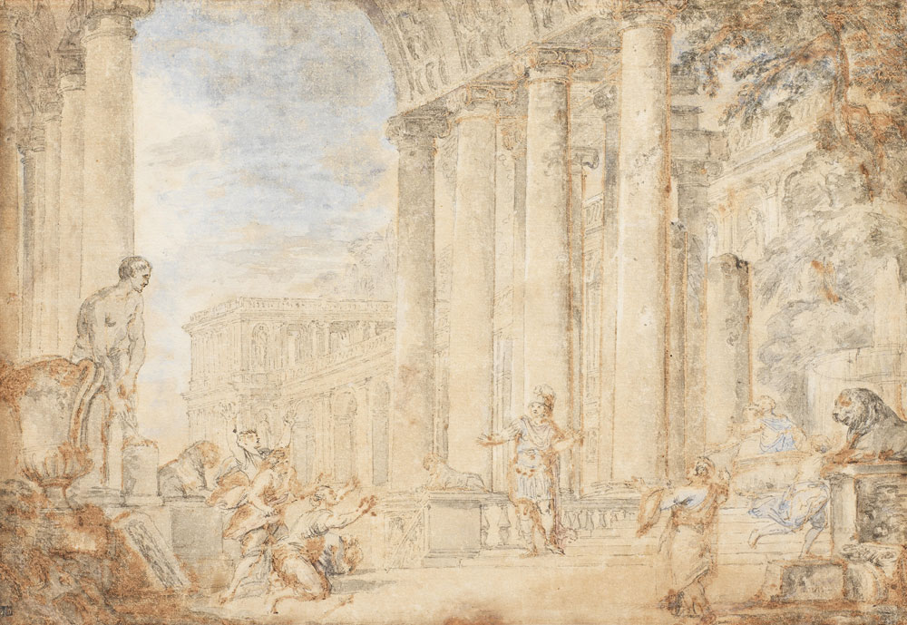 Giovanni Paolo Panini - Figures in an architectural capriccio