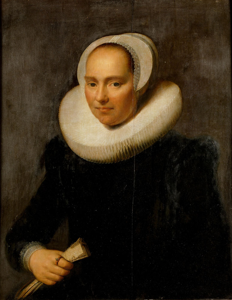 Michiel Jansz. van Mierevelt - Portrait of a lady, half-length, in a black dress