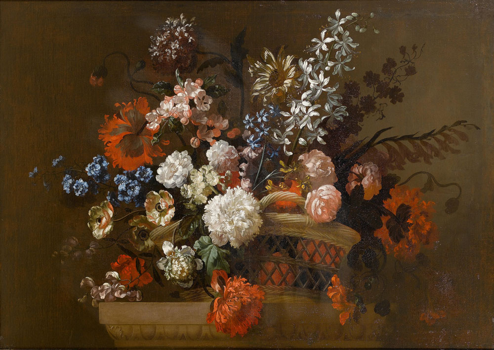 Pieter Casteels III - Chrysanthemums, anemones, roses, poppies, primroses and other flowers