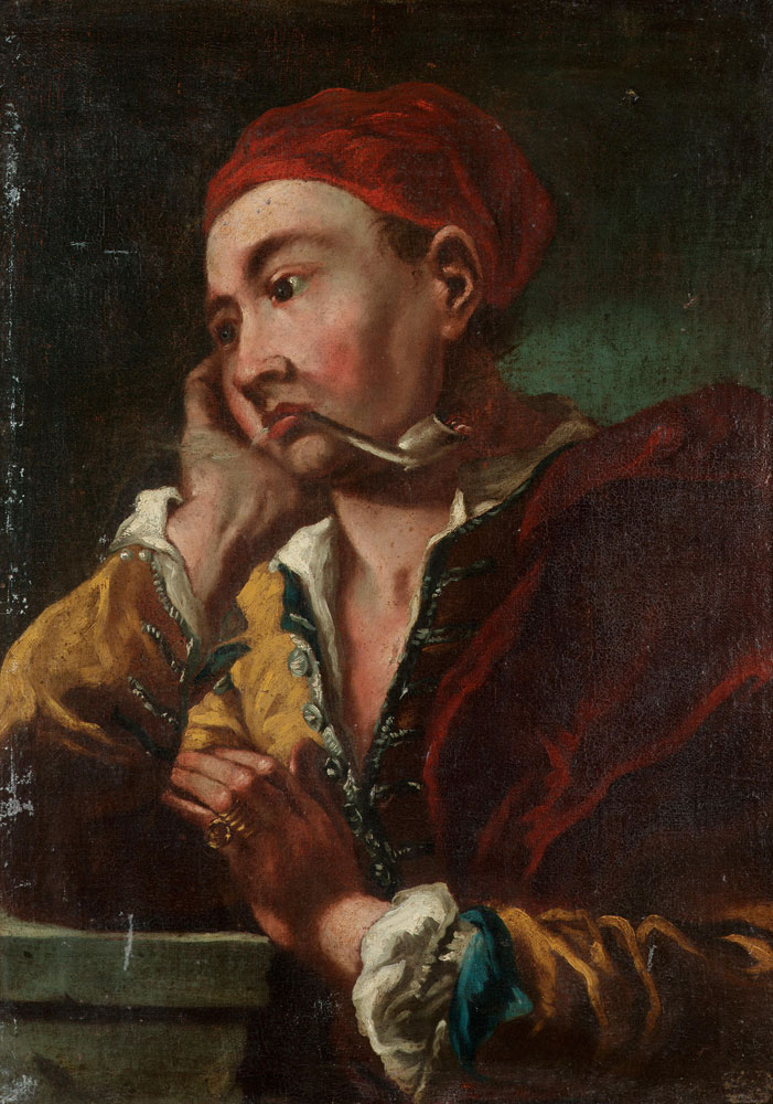 Venetian School - A gentleman smoking a clay pipe