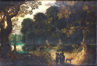 Abraham Govaerts An elegant couple on a woodland path