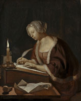 Frans van Mieris the Elder A Young Woman Writing a Letter