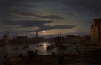 Johan Christian Dahl Copenhagen Harbor by Moonlight
