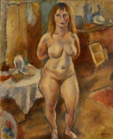 Jules Pascin Standing Nude in the Studio