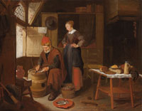 Quiringh van Brekelenkam Fisherman and His Wife in an Interior