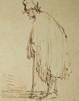 Rembrandt Standing Man with a Tall Hat and Stick