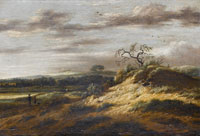 Roelof van Vries A dune landscape with two figures on a country path