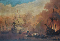 Follower of Willem van de Velde the Younger An action between an English ship and Barbary ships