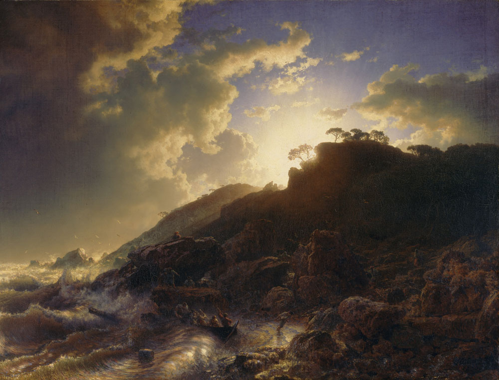 Andreas Achenbach - Sunset after a Storm on the Coast of Sicily