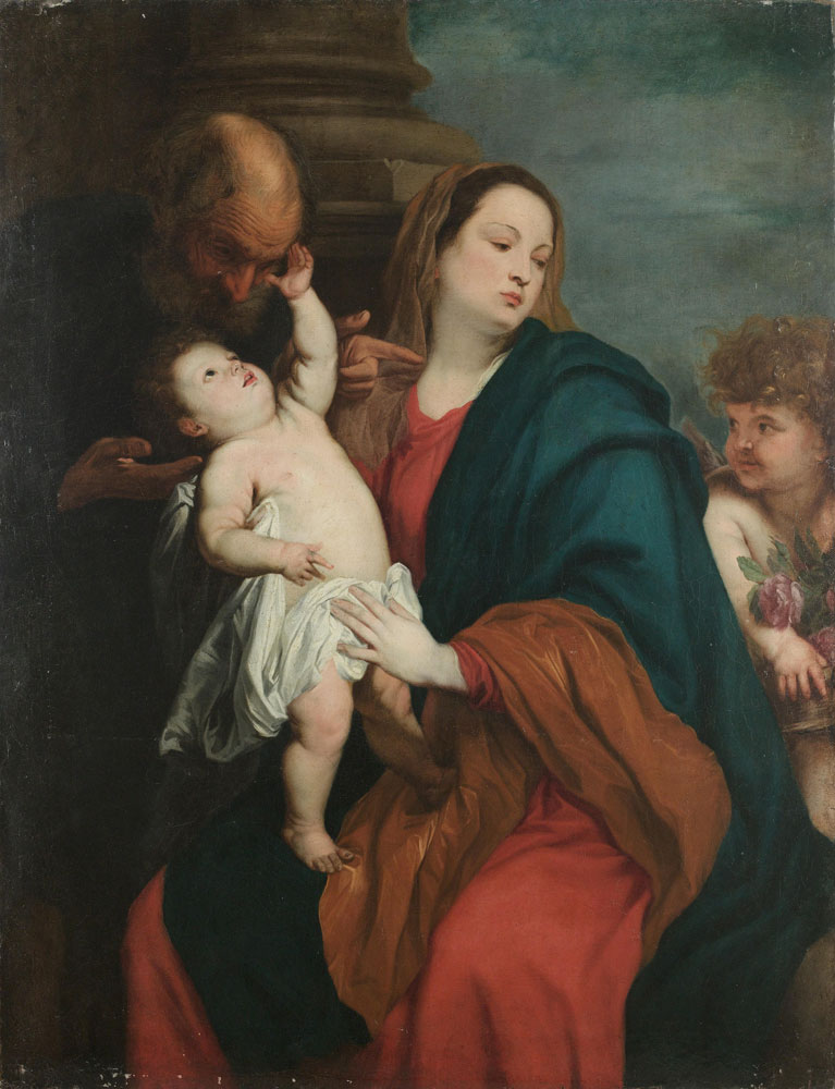 Studio of Anthony van Dyck - The Holy Family with an Angel
